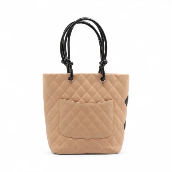 Chanel Cambon Line Lambskin Tote bag Beige x black - Picture 2 of 14